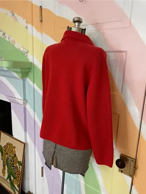 CAbi Coronation Cardigan Knit Jacket Cardinal Red 100% Cotton Blazer Sz S 💚🎀 thumbnail 7