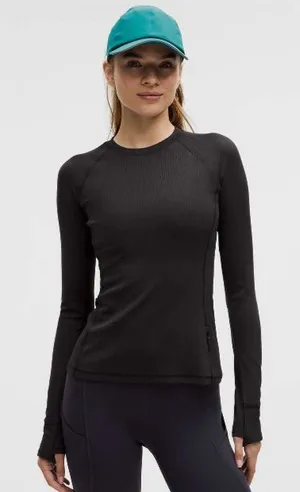 Lululemon its rulu ribbed Black Long Sleeve Women's Top small thumbnail 1