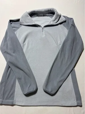 Columbia Light Blue & Gray Fleece Pullover - Size Large Cozy thumbnail 1