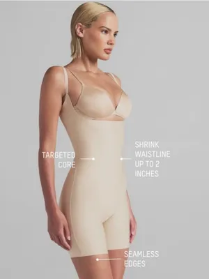 SKIMS Body Core Sculpt Open Bust Mid Thigh Bodysuit Black Onyx size L thumbnail 3