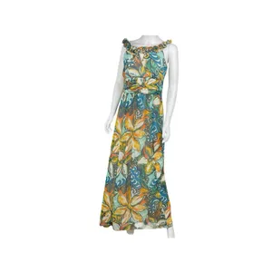 SANGRIA Lined Colorful FLORAL CHIFFON Gathered Neckline/Waist Zip MAXI Dress‎ 10 thumbnail 2