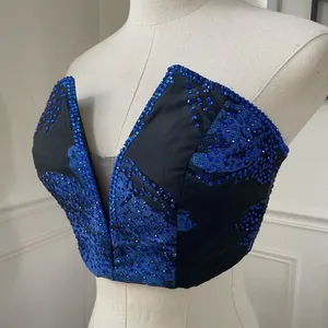 Ellie Wilde Formal Bandeau Crop Top Bustier Cobalt Blue Black 4 thumbnail 2