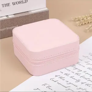 1pc Mini Jewelry Box, Portable Jewelry Storage Box, PU Leather‎ Small Organizer thumbnail 7