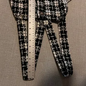 KORI Black White Plaid Tweed Fringe Overall‎ Mini Dress Size Large thumbnail 9