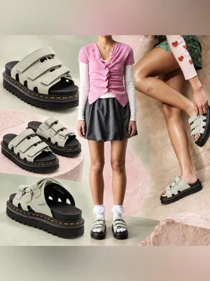 Dr. Martens Raine Sage Green Suede Platform Slide Sandals Size 8 NIB thumbnail 2