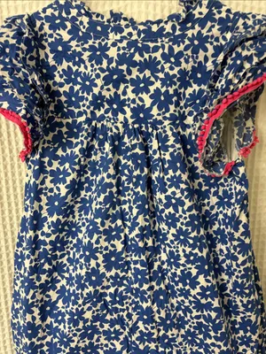 Pinch Blue Floral Mini Dress Ruffle Flutter Sleeves Coquette Babydoll Cotton thumbnail 7