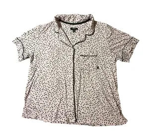 Simply Vera Vera Wang XL Pajama Top Pink Black Polka Dot SS Button Front Lounge thumbnail 1