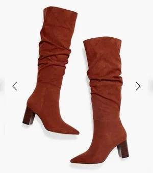 JustFab Fiona Slouched Heeled Boot Luggage casual classic comfy fall winter stylish thumbnail 1