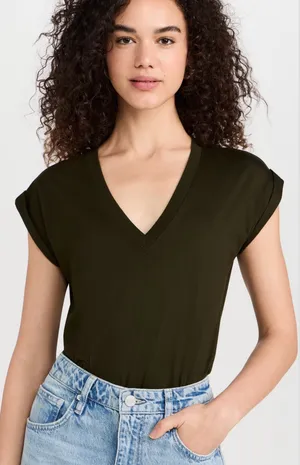 Frame Easy V-Neck Tee Dark Green Size Large thumbnail 1