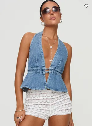 Princess Polly denim top thumbnail 1