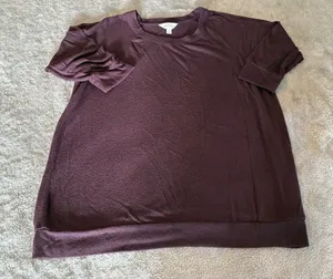 Market & Spruce 3/4 inch Sleeve Top in Plum Size 1X thumbnail 1