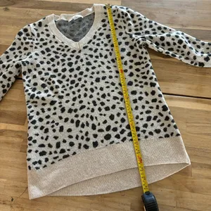 Loft Cream & Black Animal Print Wool Blend Sweater M thumbnail 5