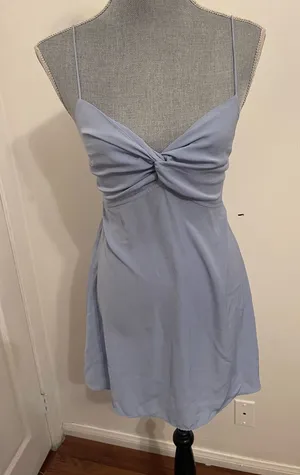 Abercrombie & Fitch Light Blue Twist Front Slip Dress. Size Small thumbnail 1