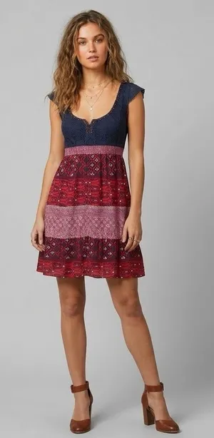 Free People Dress Mini Crochet Sz 8 thumbnail 1
