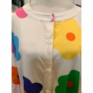 Handmade Dress Women’s M Multicolor Floral Tiered Midi Button Front Bell thumbnail 2