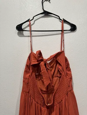 American Eagle Catie Corset Eyelet Midi Dress Terracotta L NWOT thumbnail 6