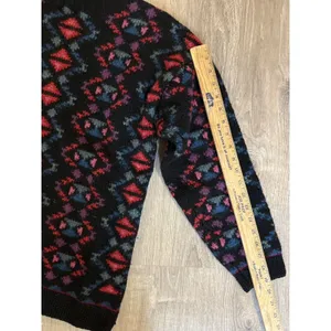 Vintage LL Bean Womens Aztec Print Mock Neck 100% Wool Sweater Size M thumbnail 5