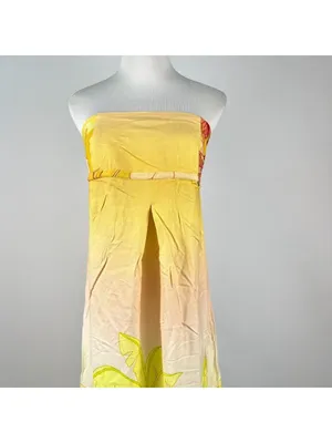NWOT Farm Rio Linen Blend Floral Strapless Maxi Dress Size XL Hawaiian Tropical thumbnail 3
