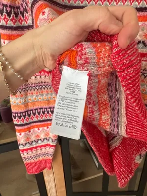 J. Crew Fair Isle lambswool sweater Cropped Crewneck knit Bright Cerise Peony thumbnail 5