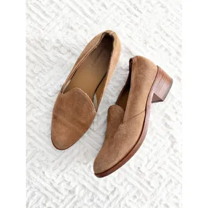 Soludos Sophia Block Heel Loafers Tan Suede Slip On Office Minimalist Chic thumbnail 2