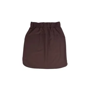 Lululemon On The Fly Skirt 21" Brown‎ Satin Drawstring Waist Size 4 thumbnail 4