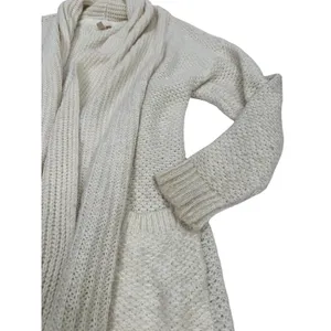 Pilcro and the Letterpress Ivory Textured Knit Shawl Cardigan Sweater Medium thumbnail 4