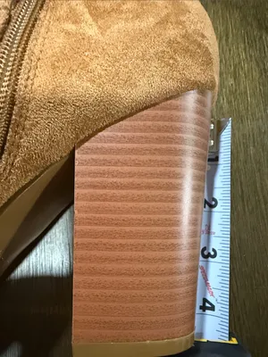 Suede Knee-High Western Boots in Tan thumbnail 3