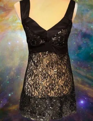 Black lace nighty Black Size M thumbnail 2