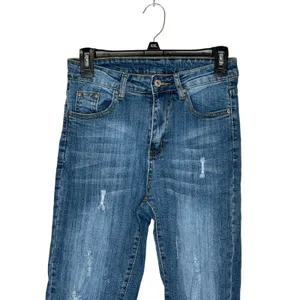 Unbranded Women's Jeans Distressed Frayed Hem Skinny Mid-Rise‎ Denim Blue Small thumbnail 2