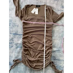 NWT! Cider Brown Ribbed Knit Ruched Side Long Sleeve Dress 1XL thumbnail 5