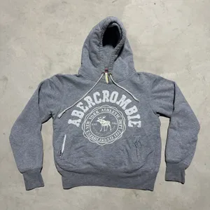 Vintage Y2K Abercrombie and Fitch 1892 Women's SZ L Crop Gray Hoodie Sweatshirt thumbnail 1