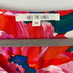 Anthropologie Abel the Label Red Pink Floral Smocked Waist Hi Lo Ruffle Dress M thumbnail 6