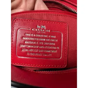 Coach Sophia Chain Tote‎ Bag RED Khaki Signature C Shoulder Laptop Carrier 37118 thumbnail 7