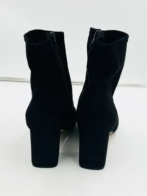 Ann Taylor Loft Women's Black Suede Ankle Boot Size 8.5 Side Zip 3" Block Heel thumbnail 5