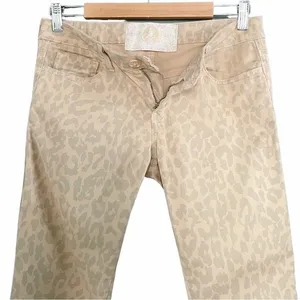 Anthropologie Bella Dahl Tan Cream Leopard Print Low Rise Chino Women’s Size 28 thumbnail 4