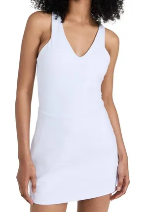 Alo Yoga Airbrush Real Dress XXS White V-Neck Racerback Tennis Mini Dress thumbnail 1