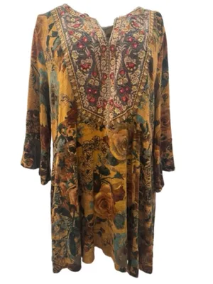 Soft Surroundings XL Floral Embroidered V-Neck‎ Tunic Top Hippie Boho thumbnail 4