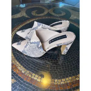Steven By Steve Madden Josette Mule Heels Womens 7.5 Snakeskin Pointed Toe Block He thumbnail 2