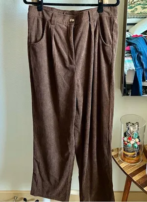 Halara Mid Rise Corduroy Casual Brown Pants thumbnail 2