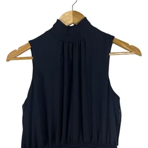 Express Smocked Mock Neck Solid Tiered Ruffle Mini Dress Black Whimsigoth Size S thumbnail 3