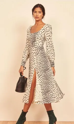 Reformation Alessi Midi Cheetah Print Dress Sz 6 thumbnail 1