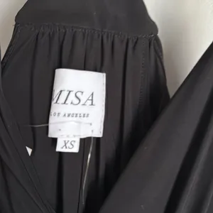 NEW MISA Los Angeles Domino Draped Mini Dress in Black XS thumbnail 9