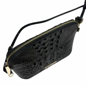 Brahmin Georgina Small Croc Embossed Leather Dome Crossbody Bag Black thumbnail 7
