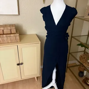 REFORMATION Navy Blue Chamomile Wrap Dress Size XS‎ thumbnail 4