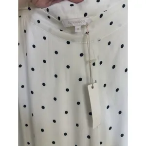 NWT Olivaceous Wide Leg White Black Polka Dot Lightweight Pants Medium Retro thumbnail 3
