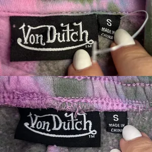 Von Dutch Rhinestone Tie Dye Jogger Hoodie Set Olive Green Pink Purple Small‎ thumbnail 2