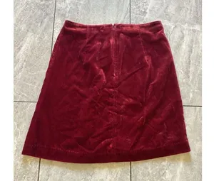 Anthropologie Connie Ruched Velvet Mini Skirt Jewel Tone Deep Red 10 thumbnail 5