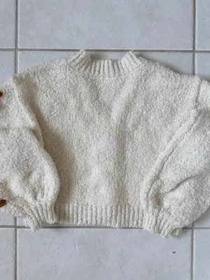 Altar’d State Cream Cropped Cardigan Sweater with Brown Flowers XXS thumbnail 4