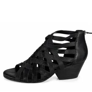 Eileen Fisher 6 Oodle Black Criss Cross Sandal Wedge Nubuck Leather Stacked Heel thumbnail 2