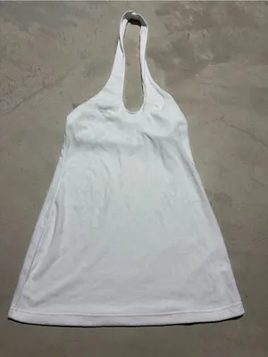 Fabletics White Halter swim coverup terry cloth dress large thumbnail 1